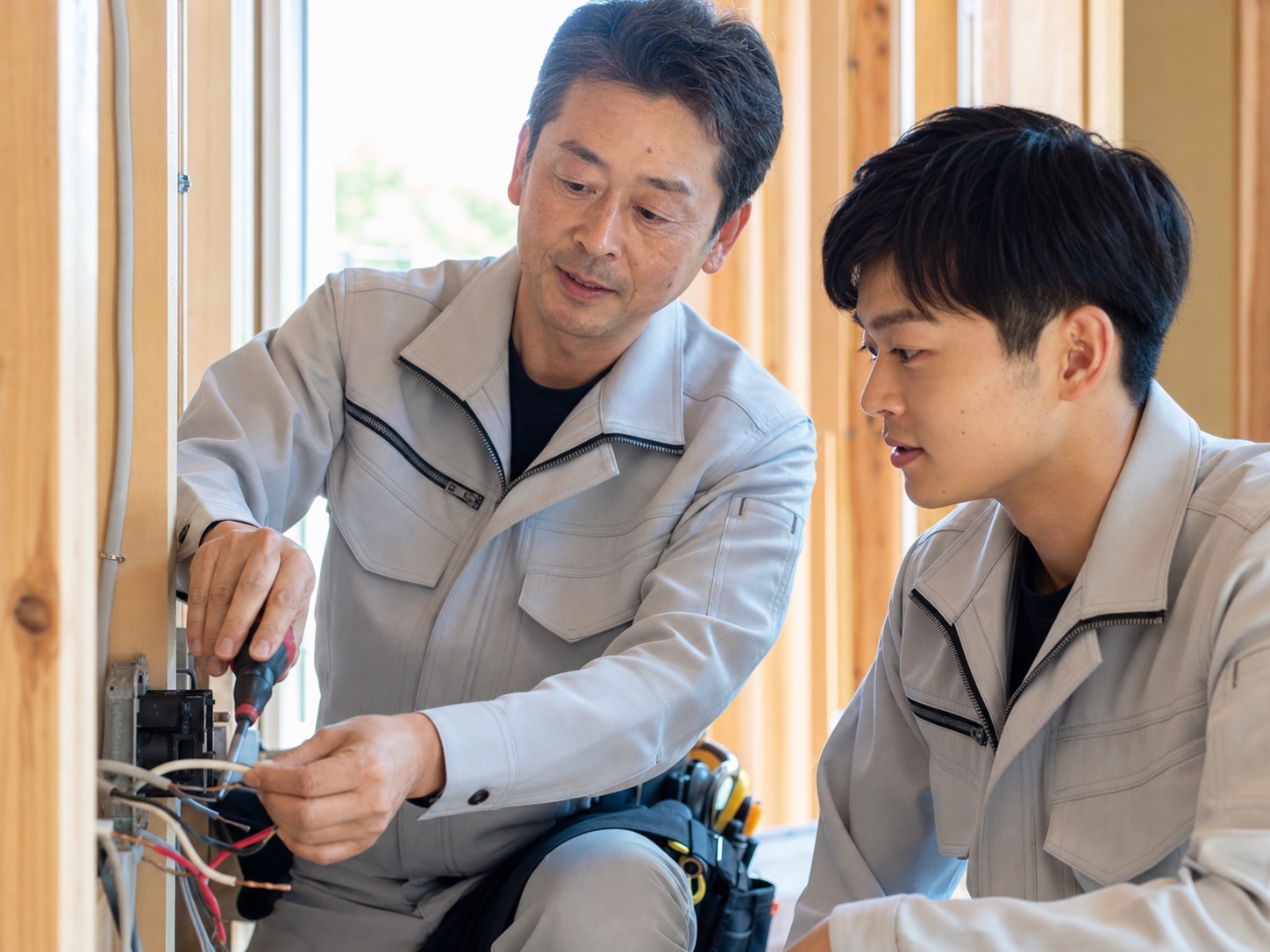 ベテランが若手に教える様子